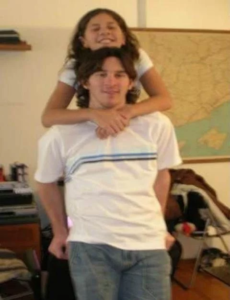 Lionel Messi with his sister