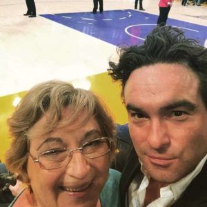 Johnny Galecki with her Mother