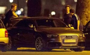 Prince Harry with his Audi car