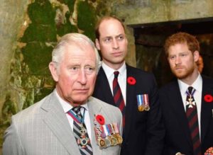 Prince Harry with his father and brother