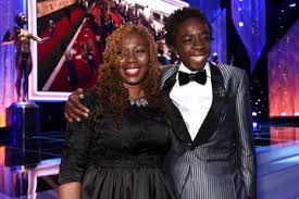 Caleb McLaughlin with his mother