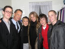 Tom Hanks with his wife & kids