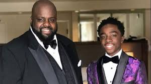 Caleb McLaughlin with his father
