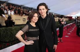 Timothee Chalamet with his mother