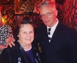 Giles Deacon with his mother