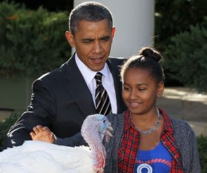Sasha Obama with her father