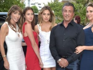 Sylvester Stallone with his wife Jennifer & daughters