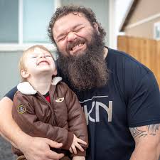 Robert Oberst with his son