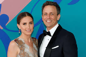 Seth Meyers with his wife