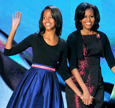 Malia Obama with her mother