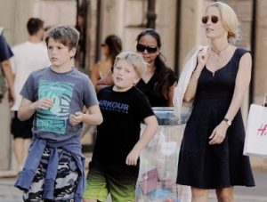 Gillian Anderson with her sons