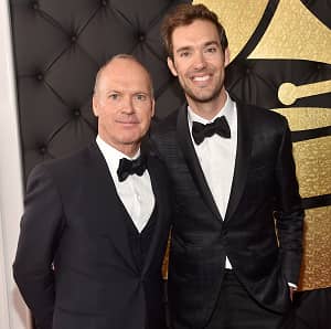 Michael Keaton with his son